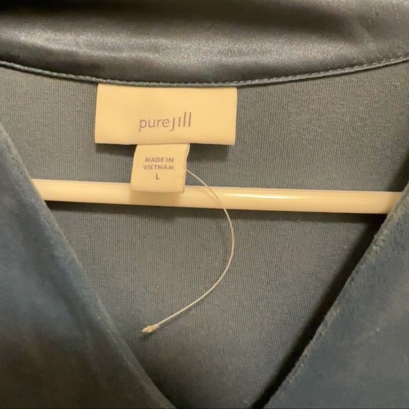 J Jill Pure Jill Long Sleeve Velour Tunic Top Dark Blue V-Neck Women's large - Picture 3 of 6